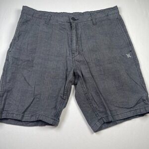 Hurley‎ Shorts Men's 34 Gray Nailshead Pattern Mid-Rise Slash Pockets Walking
